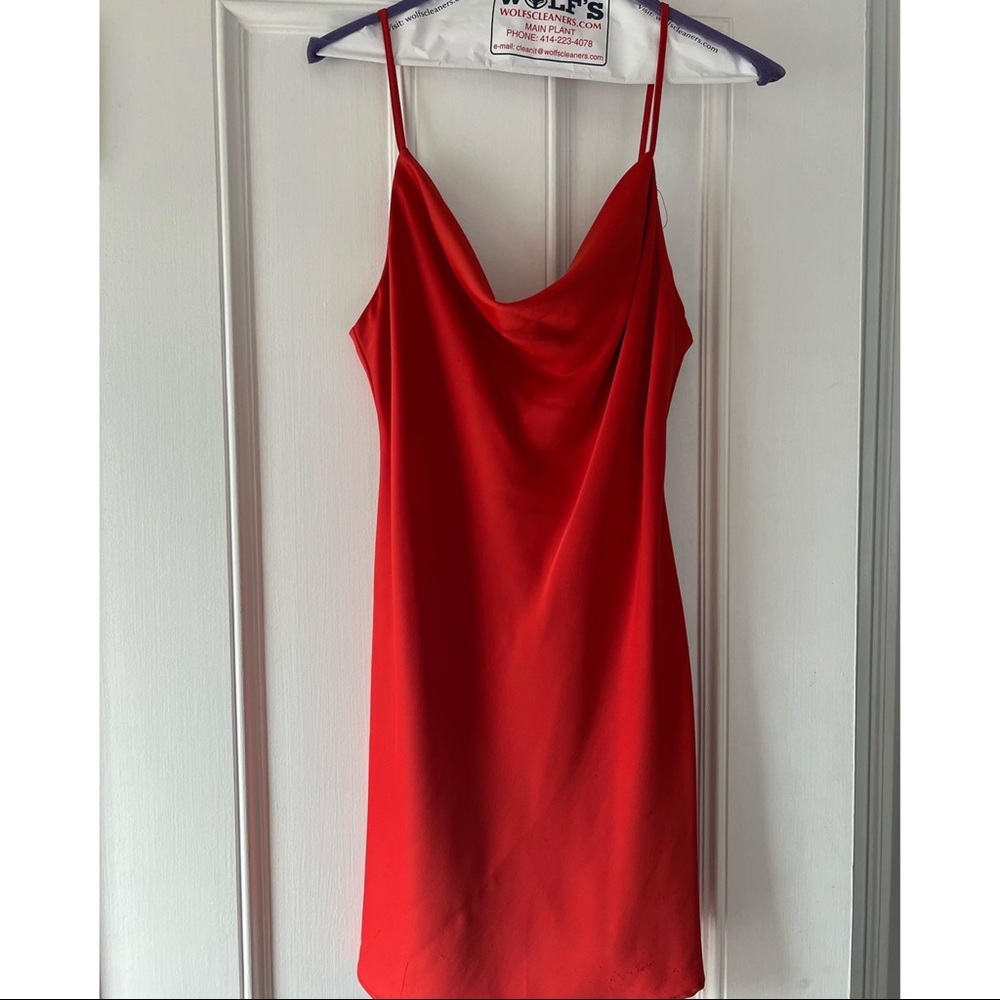 Urban Outfitters Red Silk Cawl Neck Dress